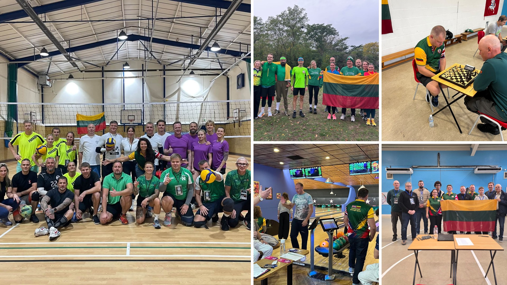 Antrųjų Britanijos lietuvių sporto žaidynių akimirkų koliažas
